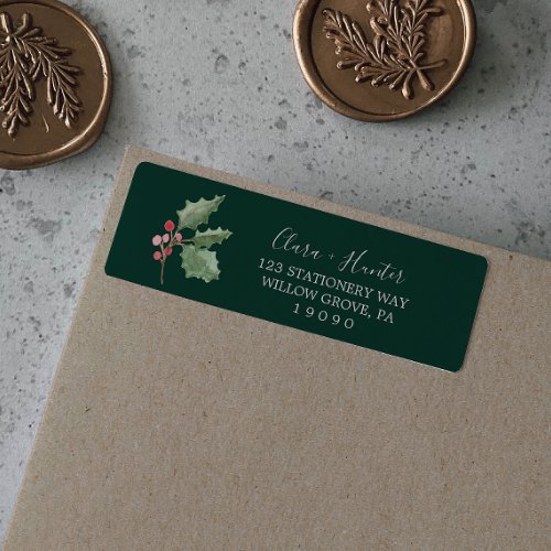 Christmas Greenery  Green Return Address Label