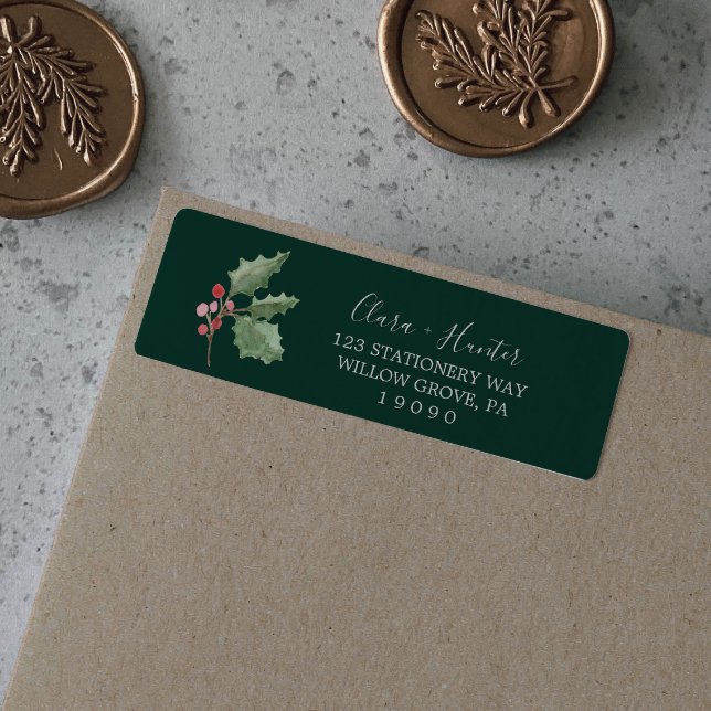 Christmas Greenery | Green Return Address Label (Creator Uploaded)