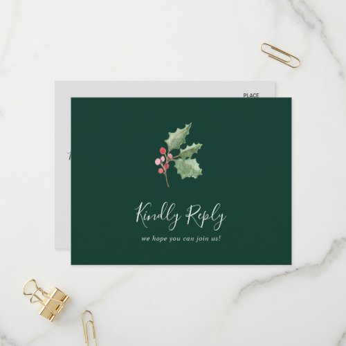 Christmas Greenery Green Song Request RSVP Invitation Postcard