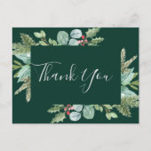 Christmas Greenery | Green Thank You Postcard (Front)