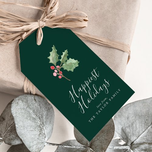 Christmas Greenery Happiest Holidays  Green Gift Tags