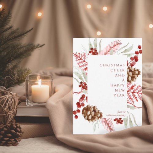 Christmas Greenery Holiday Corporate Greeting Card