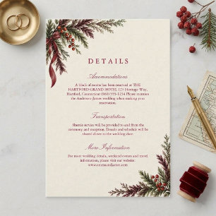 Christmas Greenery Holiday Wedding Details Enclosure Card