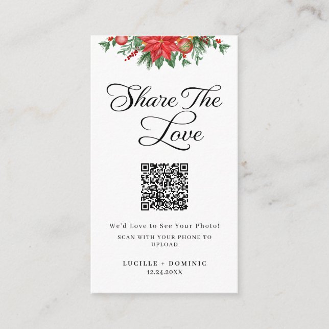 Christmas Greenery Holiday Wedding Share The Love Enclosure Card (Front)