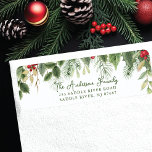 Christmas Greenery Holly & Pine Label<br><div class="desc">Our festive return address label features a Christmas red and green holly berry greenery. It's the perfect way to let your friends and family know where you live during the holiday season. This label is sure to add a touch of holiday cheer to your mail and get noticed by everyone...</div>