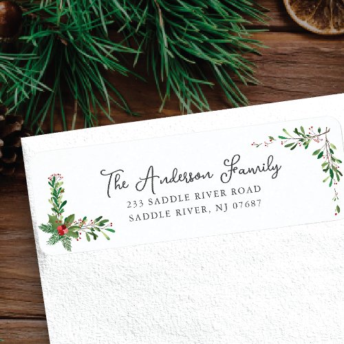 Christmas Greenery Holly  Pine Label