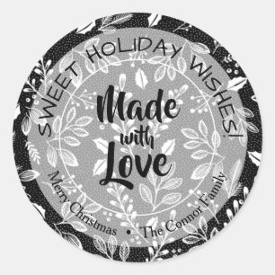 Christmas Greenery Made with Love Holiday Baking Classic Round Sticker