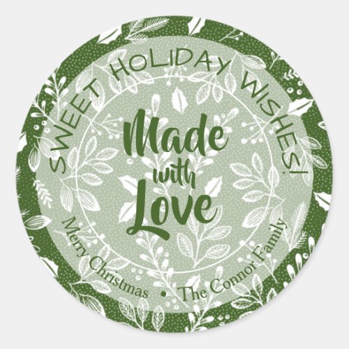 Christmas Greenery Made with Love Holiday Baking Classic Round Sticker