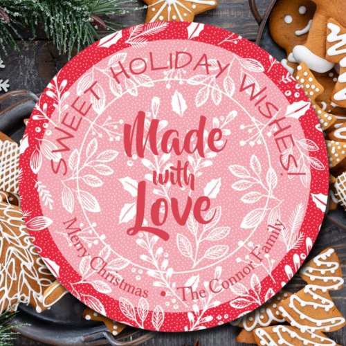 Christmas Greenery Made with Love Holiday Baking Classic Round Sticker