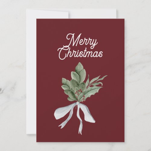 Christmas Greenery Mistletoe Personalized Holiday Card