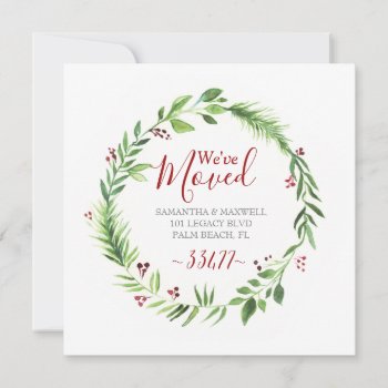 Christmas Greenery Moving Announcement by VGInvites at Zazzle