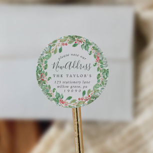 Christmas Greenery New Address Envelope Seals