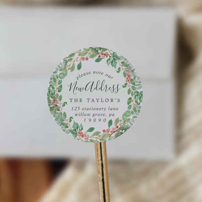 Christmas Greenery New Address Envelope Seals (Creator Uploaded)