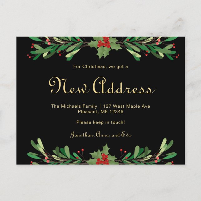 Christmas Greenery New Address Holiday Move Postcard (Front)