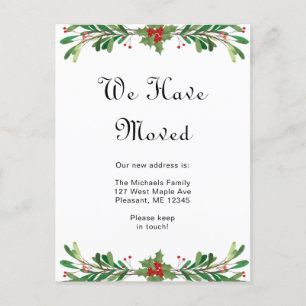 Christmas Greenery New Address Holiday Move Postcard