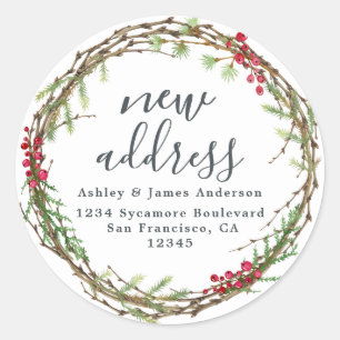 Christmas Greenery New Address Label
