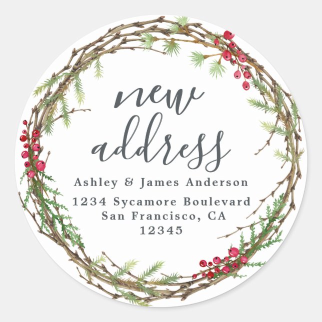 Christmas Greenery New Address Label (Front)