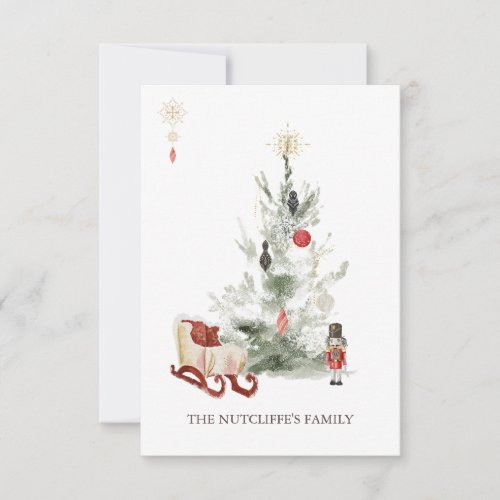 Christmas Greenery Nutcracker Flat Card