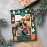 Christmas Greenery Ornament Cute Family Photo Holiday Card<br><div class="desc">Christmas Colorful Family Photo Holiday</div>