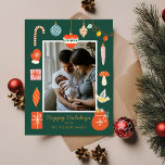 Christmas Greenery Ornament Cute Family Photo Holiday Postcard<br><div class="desc">Christmas Colorful Family Photo Holiday</div>