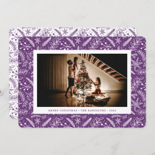 Christmas Greenery (Plum) Horizontal Photo Holiday Card