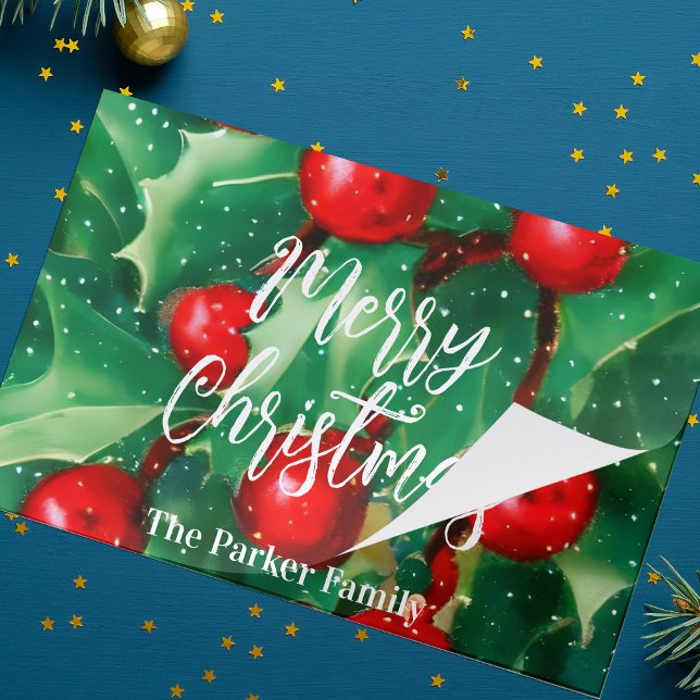 Christmas Greenery Red Berries Paper Placemat (Creator Uploaded)