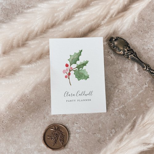 Christmas Greenery  Red Berry Business Card