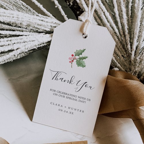 Christmas Greenery  Red Berry Thank You Favor Gift Tags