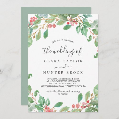 Christmas Greenery  Red Berry The Wedding Of Invitation