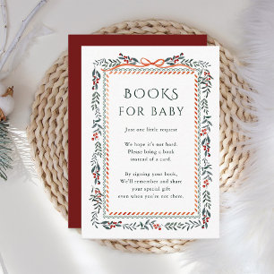 Christmas Greenery Red Bow Books for Baby Enclosure Card