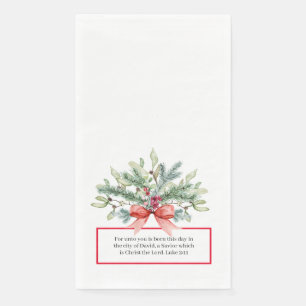 Christmas Greenery Religious Christian Bible Verse Paper Guest Towels
