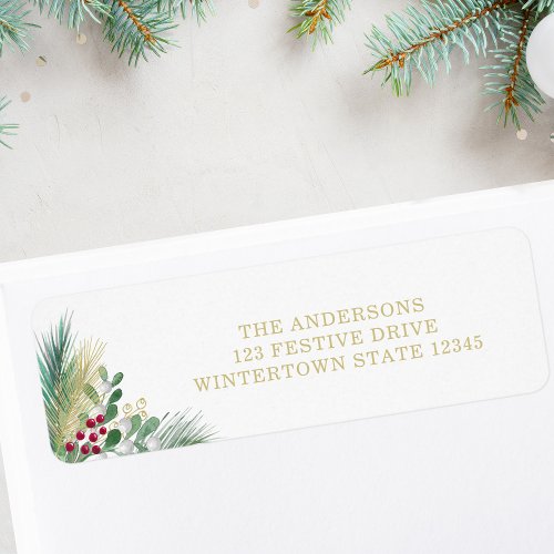 Christmas Greenery Return Address Label