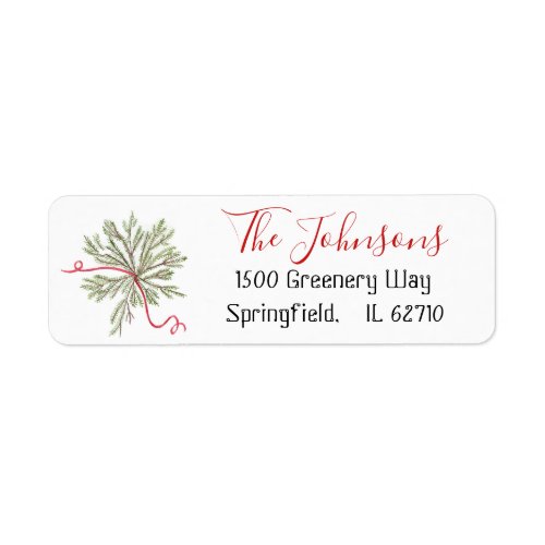 Christmas greenery Return Address Labels