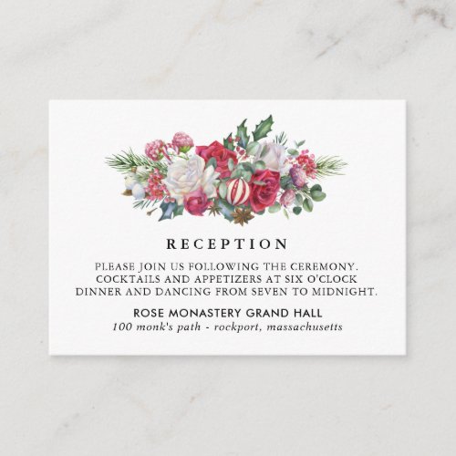 Christmas Greenery Rose Wedding Enclosure Card