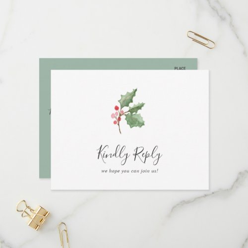 Christmas Greenery Song Request RSVP Postcard