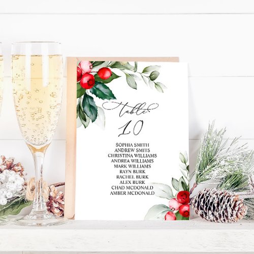 Christmas Greenery Table Number 10 Seating Chart