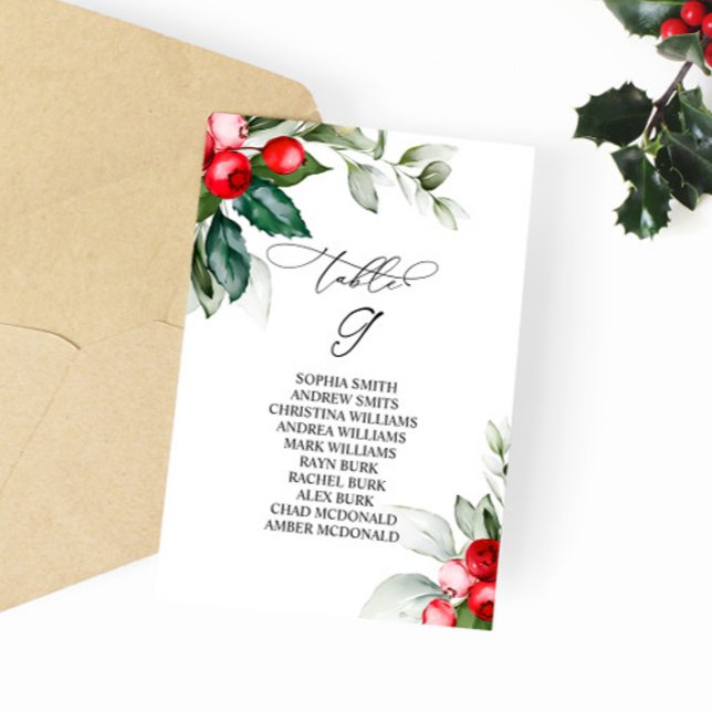 Christmas Greenery Table Number 9 Seating Chart (Creator Uploaded)