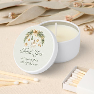 Christmas Greenery Thank You Winter Baby Shower Mini Candle Favors