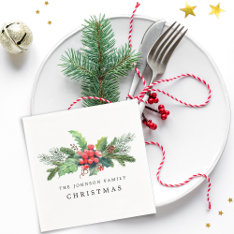 Christmas Greenery Watercolor Bouquet Napkins at Zazzle