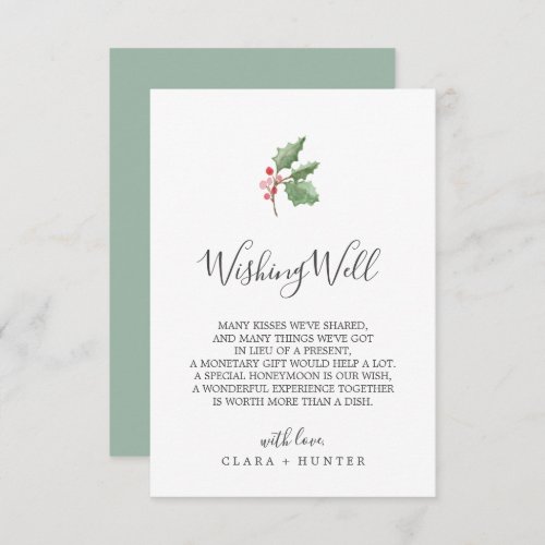 Christmas Greenery Wedding Wishing Well Card