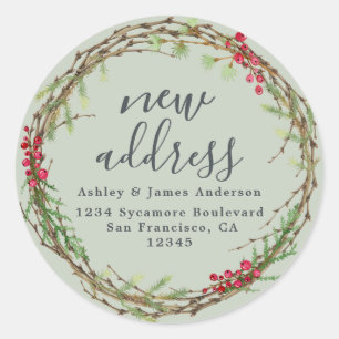 Christmas Greenery We've Moved New Address label