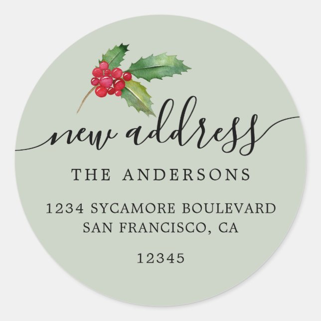 Christmas Greenery We've Moved New Address label (Front)