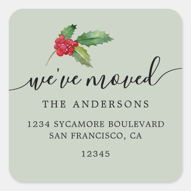 Christmas Greenery We've Moved New Address label (Front)