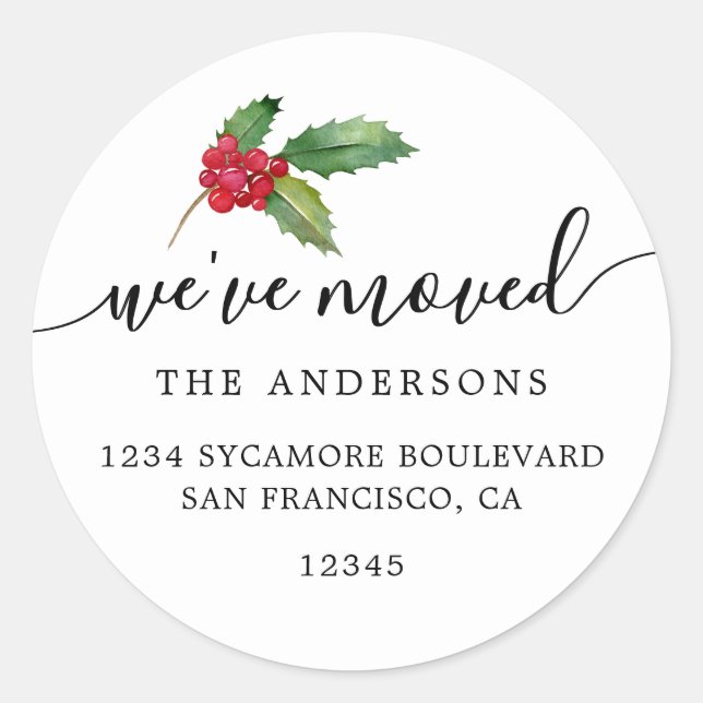 Christmas Greenery We've Moved New Address label (Front)