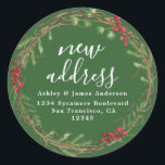 Christmas Greenery We've Moved New Address label<br><div class="desc">Christmas greenery we've moved moving announcement return address labels: let your friends and family know about your new address with these chic, modern and simple return address labels. Simply add your names and address in white elegant script calligraphy and stylish typography on a green background with a stylish touch of...</div>