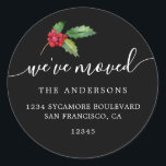 Christmas Greenery We've Moved New Address label<br><div class="desc">Christmas greenery we've moved moving announcement return address labels: let your friends and family know about your new address with these chic, modern and simple return address labels. Simply add your names and address in white elegant script calligraphy and stylish typography on a black background with a stylish touch of...</div>