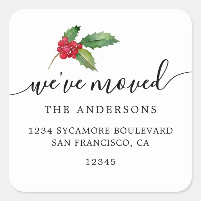 Christmas Greenery We've Moved New Address label (Front)