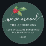 Christmas Greenery We've Moved New Address label<br><div class="desc">Christmas greenery we've moved moving announcement return address labels: let your friends and family know about your new address with these chic, modern and simple return address labels. Simply add your names and address in white elegant script calligraphy and stylish typography on a dark green background with a stylish touch...</div>