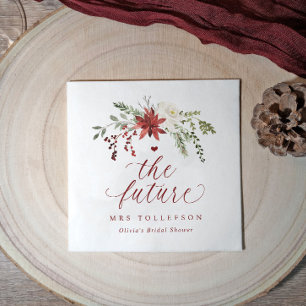 Christmas Greenery Winter Bridal Shower Wedding Napkins