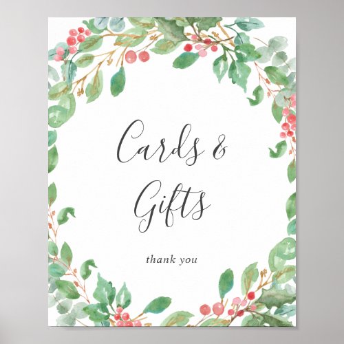 Christmas Greenery Wreath Cards and Gifts Sign